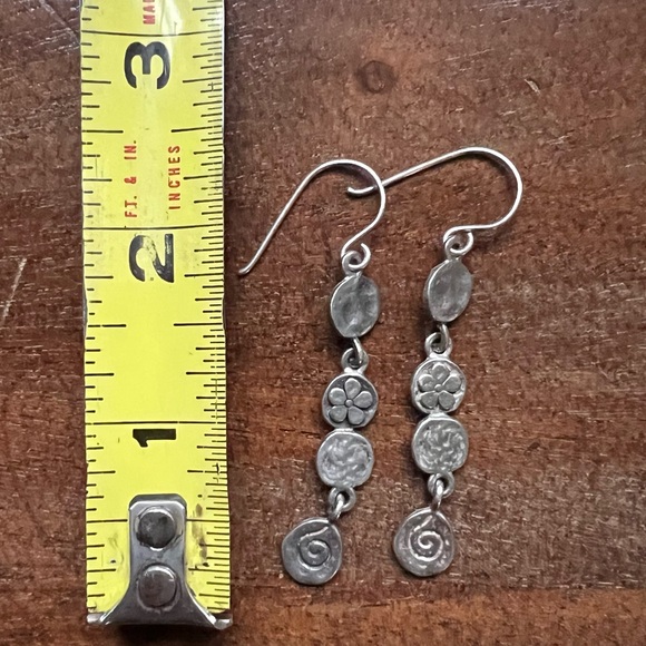 Silpada Sterling Silver flower/swirl drop earrings and micro turquoise studs - Picture 3 of 5